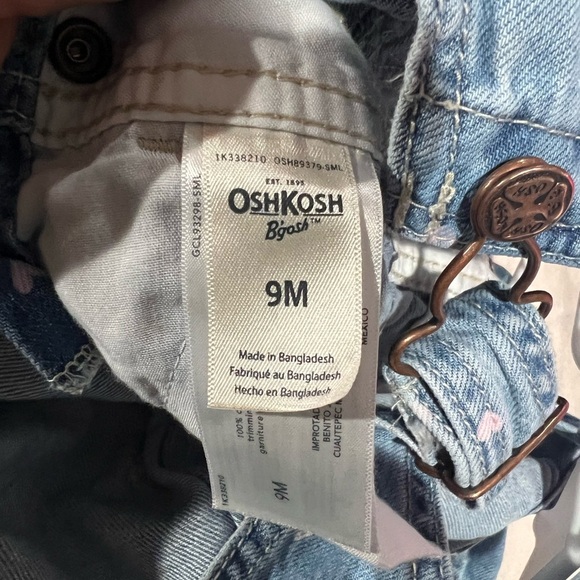 OshKosh B'gosh Blue Heart Pattern Overalls Size 9 months EUC - Picture 4 of 4